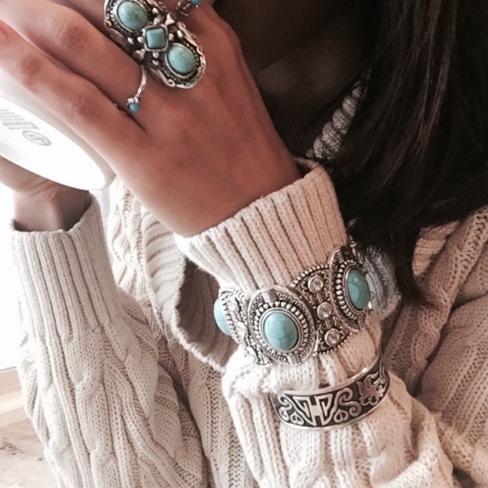 Brand new tibetan silver turquoise adjustable bracelet